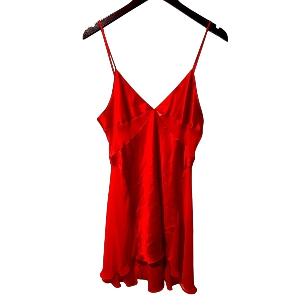 Victoria's Secret red satin & chiffon‎ slip dress lingerie